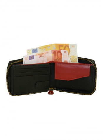 Genuine Designer Wallet With All Leather Zipper For More Secure Black