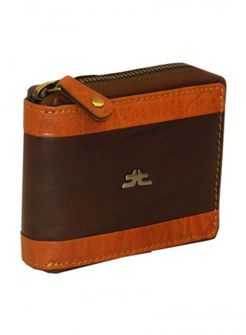 Genuine Designer Wallet With All Leather Zipper For More Secure Brown