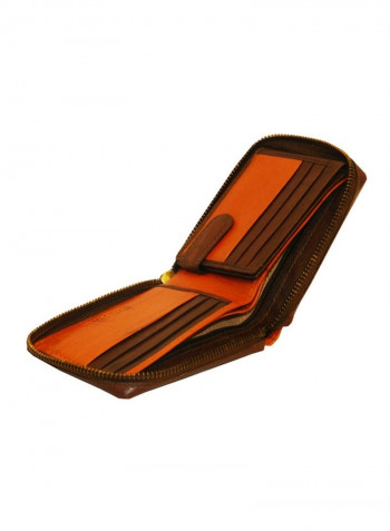 Genuine Designer Wallet With All Leather Zipper For More Secure Brown