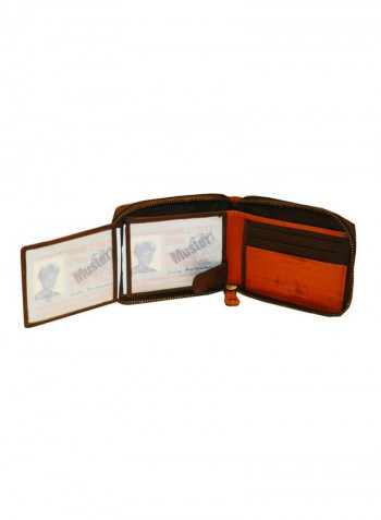Genuine Designer Wallet With All Leather Zipper For More Secure Brown