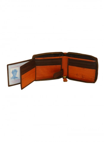 Genuine Designer Wallet With All Leather Zipper For More Secure Brown