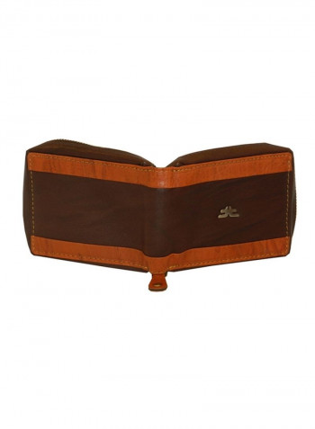 Genuine Designer Wallet With All Leather Zipper For More Secure Brown