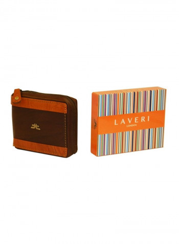 Genuine Designer Wallet With All Leather Zipper For More Secure Brown