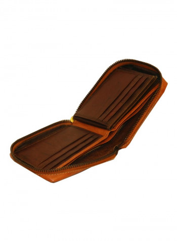 Genuine Designer  Wallet With All Leather Zipper For More Secure Rust