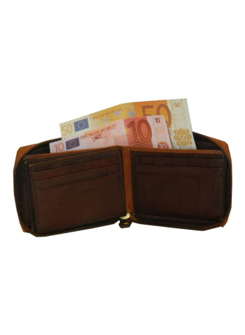 Genuine Designer  Wallet With All Leather Zipper For More Secure Rust