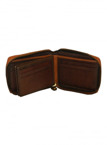 Genuine Designer  Wallet With All Leather Zipper For More Secure Rust