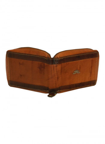 Genuine Designer  Wallet With All Leather Zipper For More Secure Rust