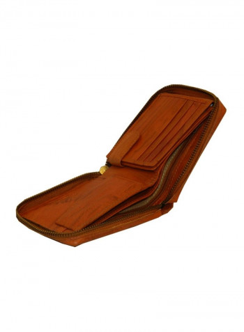 Genuine Designer Wallet With All Leather Zipper For More Secure Rust