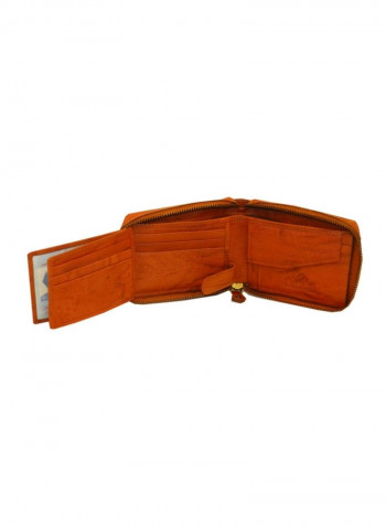 Genuine Designer Wallet With All Leather Zipper For More Secure Rust