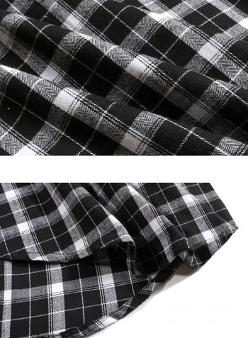 Checkered Long Sleeves Collared Neck Shirt Black/White