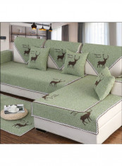 Elk Printed Sofa Slipcover Green/Black