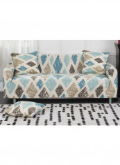 Modern Style Geometry Pattern Sofa Slipcover White/Blue/Beige 145-180centimeter