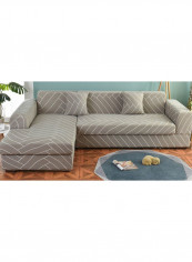 Geometric Printed Sofa Slipcover Grey/White 90-140centimeter