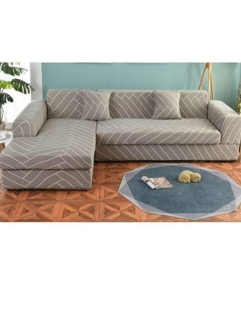 Geometric Printed Sofa Slipcover Grey/White 90-140centimeter