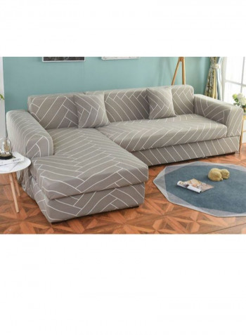 Geometric Printed Sofa Slipcover Grey/White 90-140centimeter