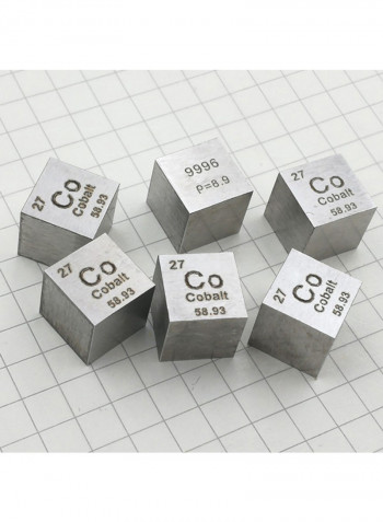 6-Piece Simple Substance Metal Cube Element فضي