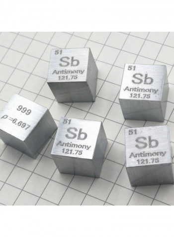 6-Piece Simple Substance Metal Cube Element فضي