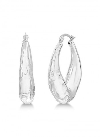 925 Sterling Silver Hammered Hoop Earrings