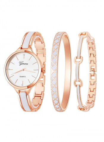 Women's 3-Piece Stainless Steel Watch And Bracelet Set 8278