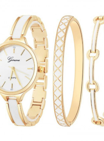 Women's 3-Piece Stainless Steel Watch And Bracelet Set 8279