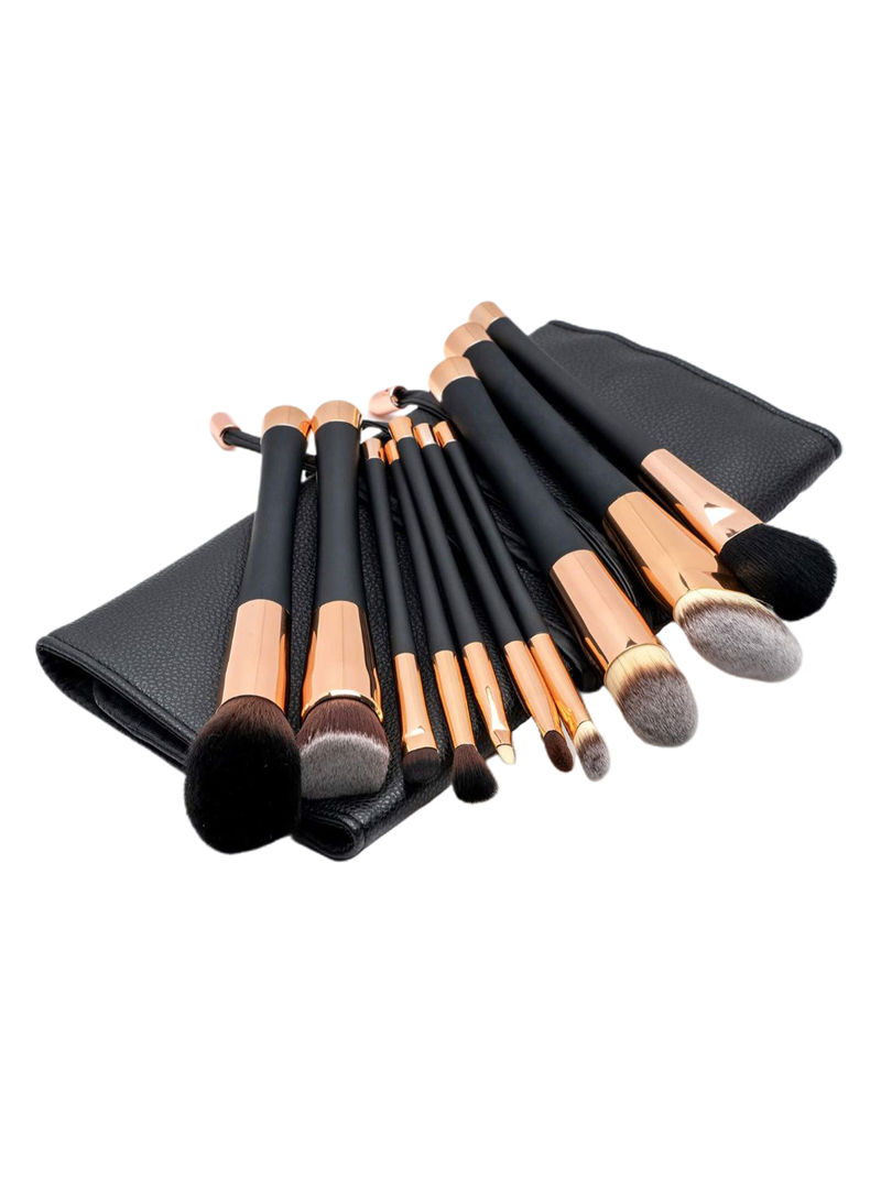 11-Piece Multi Functional Makeup Brush Set With Storage Bag Multicolour