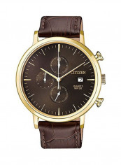 Men's Leather Analog Wrist Watch AN3612-09X