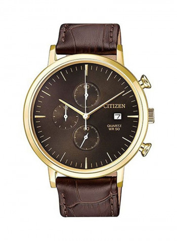 Men's Leather Analog Wrist Watch AN3612-09X