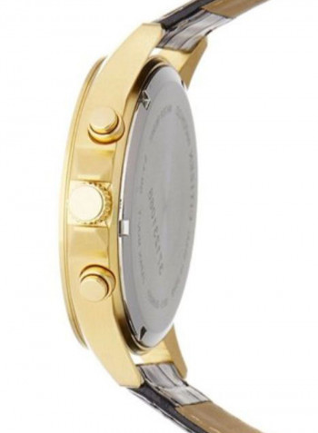 Men's Leather Analog Wrist Watch AN3612-09X