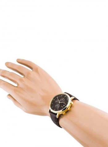 Men's Leather Analog Wrist Watch AN3612-09X