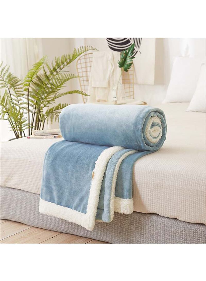 Bed Cozy Simple Blanket Cotton Blue/White 180x200centimeter