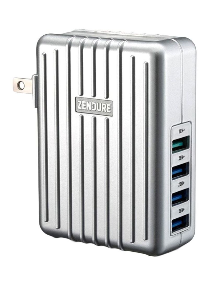4-Port Wall Charger Silver