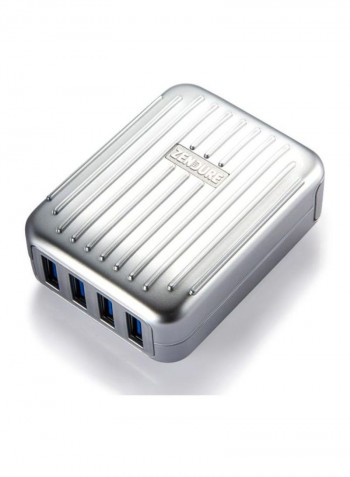 4-Port Wall Charger Silver