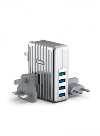 4-Port Wall Charger Silver