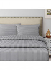 7-Piece Striped Cotton Blend Comforter Set Cotton Blend White/Grey 240 x 260centimeter