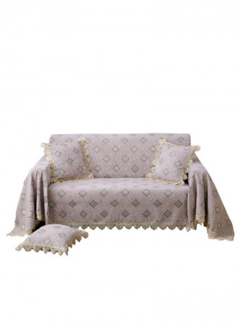 Lacework Design Jacquard Pattern High Grade Sofa Slipcover Pink/Grey