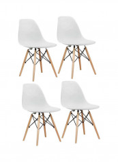 Set Of 4 Eames Style Dining Chair White/Beige 41x83x46cm