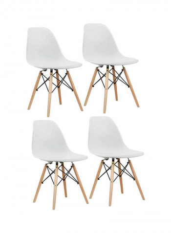 Set Of 4 Eames Style Dining Chair White/Beige 41x83x46cm