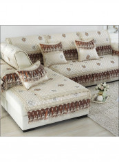 Anti-Slip Modern Style Lace Sofa Slipcover Coffee/Beige 80 x 180centimeter