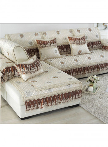 Anti-Slip Modern Style Lace Sofa Slipcover Coffee/Beige 80 x 180centimeter