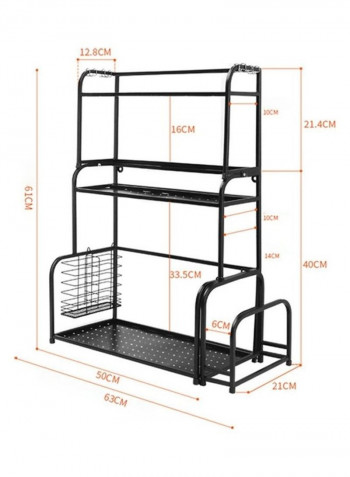 3-Tier Storage Rack Black 63x61x21cm