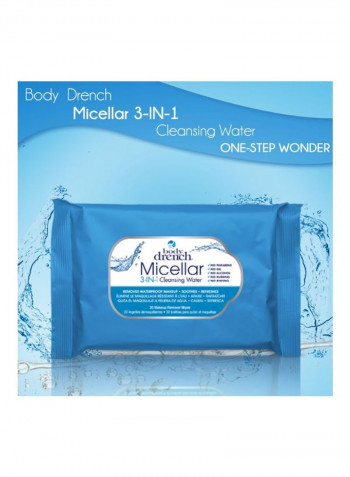 Pack Of 6 3-In-1 Makeup Remover Wipes أبيض