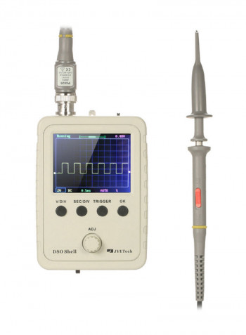 Pocket-Size Digital Oscilloscope With Clip Probe Beige/Grey