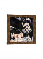 3-Piece Canvas Print Donkey On The Roof Wall Art Multicolour 100 x 100 x 3.5centimeter