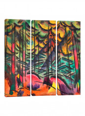 3-Piece Canvas Print Expressive Firs Wall Art Multicolour 100 x 100 x 3.5centimeter