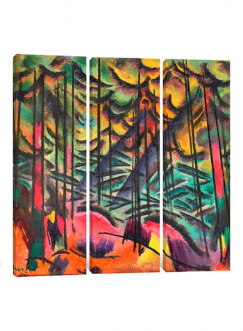 3-Piece Canvas Print Expressive Firs Wall Art Multicolour 100 x 100 x 3.5centimeter