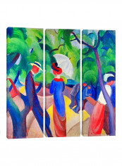 3-Piece Canvas Print Promenade Wall Art Multicolour 100 x 100 x 3.5centimeter