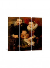 3-Piece Family Portrait Canvas Painting Set Multicolour 100x100x3.5centimeter