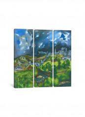 3-Piece View Of Toledo Canvas Painting Set Multicolour 100x100x3.5centimeter
