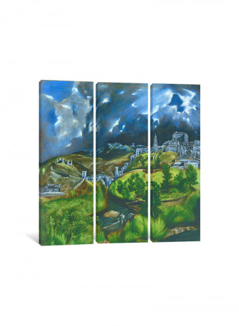 3-Piece View Of Toledo Canvas Painting Set Multicolour 100x100x3.5centimeter