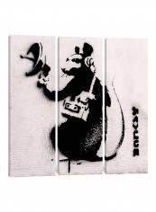 3-Piece Canvas Print Banksy Spy Rat Wall Art Multicolour 100 x 100 x 3.5centimeter